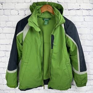 LL Bean Kids Insulated Jacket Coat Green Blue w/ Removable Microfiber Liner S 8